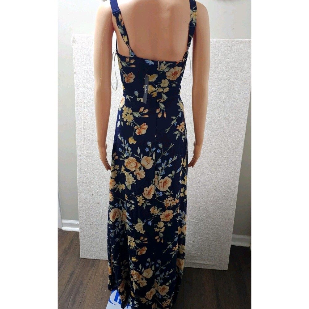 LULUS Remarkable Arrival Navy Blue Floral Sleeveless Maxi Dress Size XS New Flaw - Picture 4 of 13
